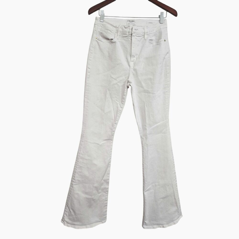 FRAME Le High Flare White Denim Womens Jeans 30 stretch high waisted bootcut